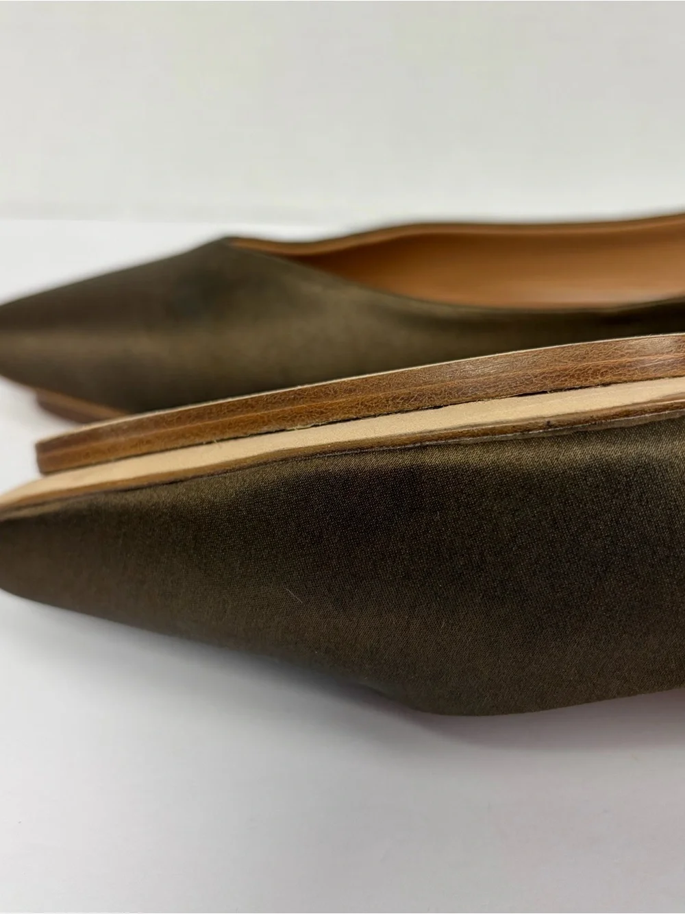 Salone Monet Bronze Satin Pointed Toe Flats Size 9.5